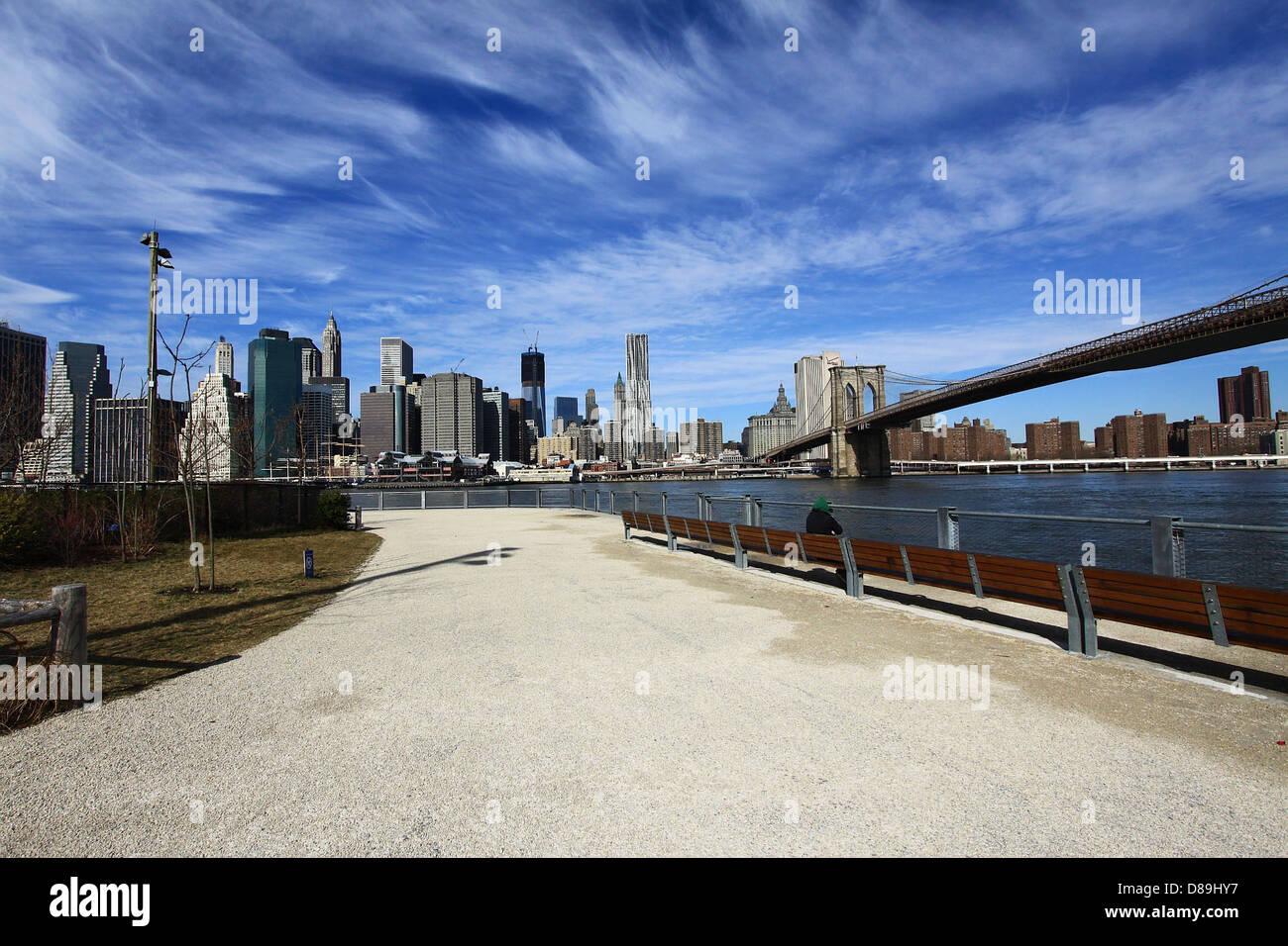 new york city manhattan island skyline brooklyn Stock Photo