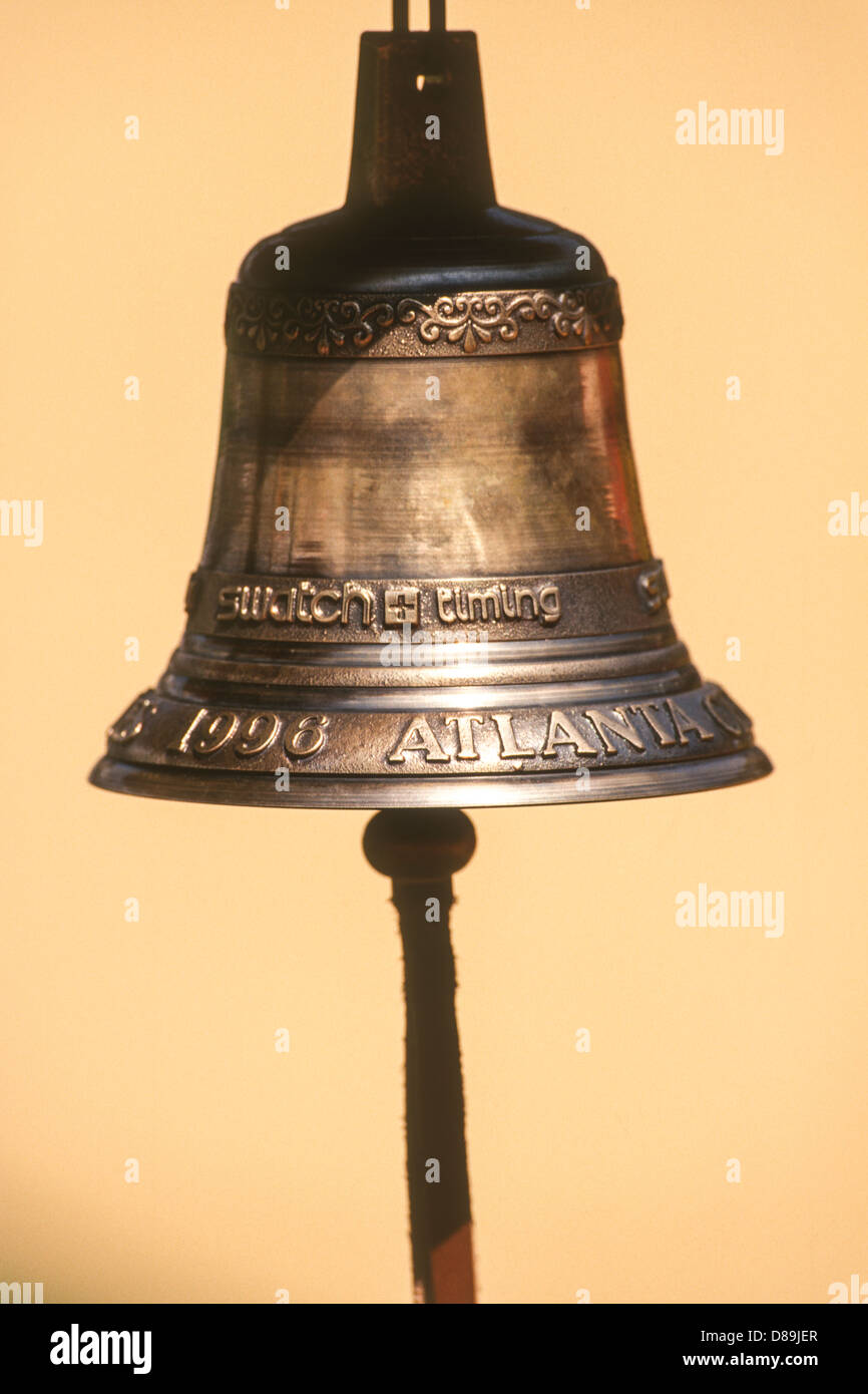 Track and field's final lap bell Stock Photo Alamy