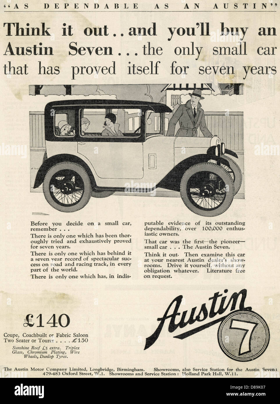 Austin 7 Advertisement Stock Photo