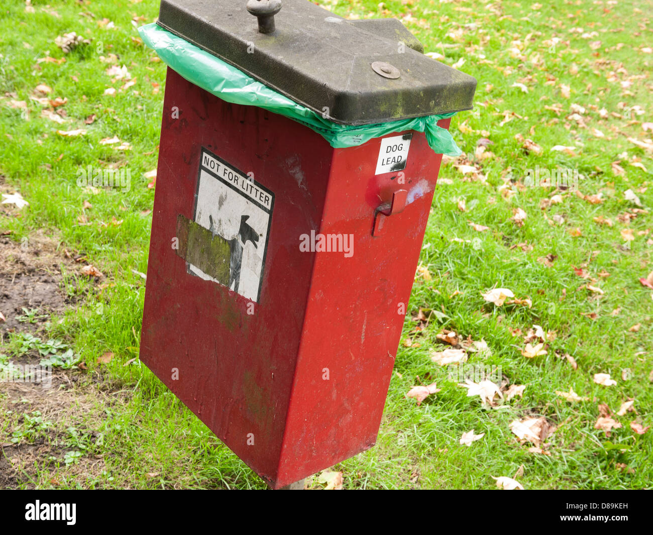 Dog poop waste bin in park Stock Photo Alamy