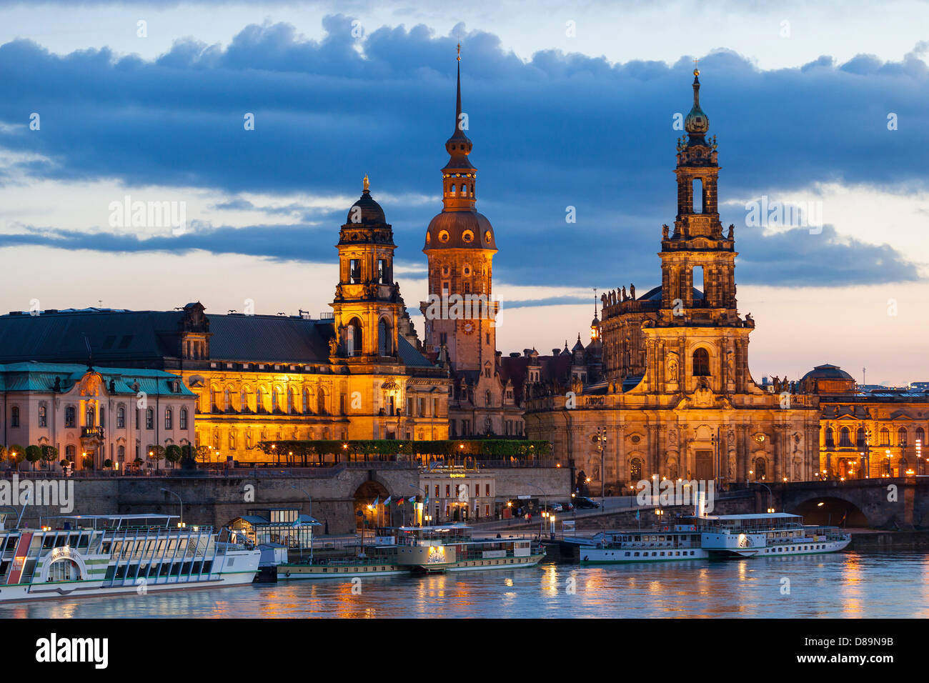 Germany/Saxony/Dresden, skyline of Dresden in the evening, 12 May 2013 Stock Photo