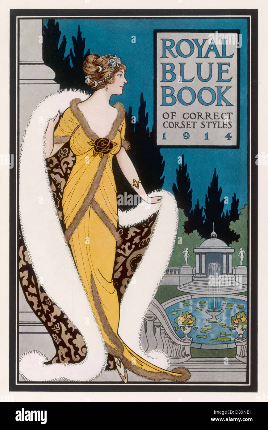 Fur Trim Dress 1914 Stock Photo