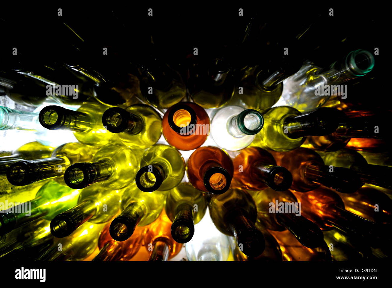 Empty wine glass bottles Stock Photo Alamy