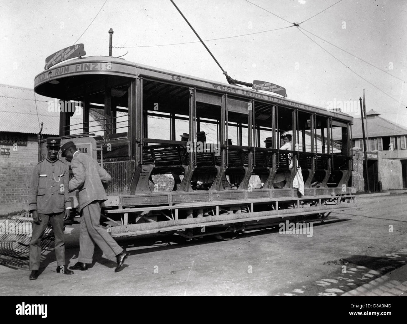 West India Electric Co Streetcar, Kingston, Jamaica, 1905 Stock Photo