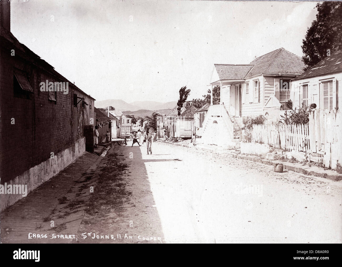 Cross Street, St Johns, Antigua, ca 1890, by W.G.Cooper Stock Photo