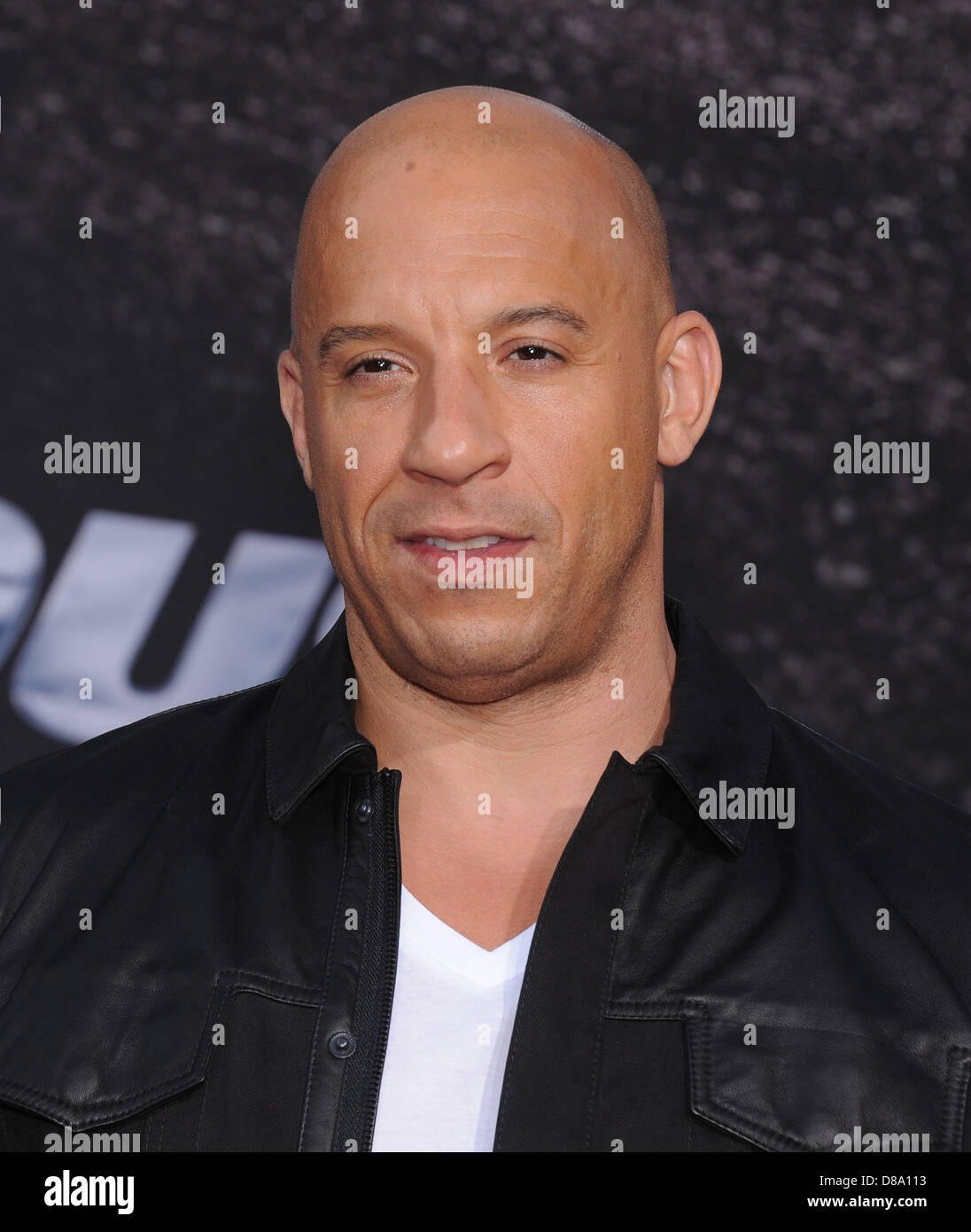 Los Angeles, California, USA. 21st May 2013. Vin Diesel arrives for the premiere of the film 'Fast & Furious 6' at the Gibson Ampitheater. (Credit Image: Credit:  Lisa O'Connor/ZUMAPRESS.com/Alamy Live News) Stock Photo
