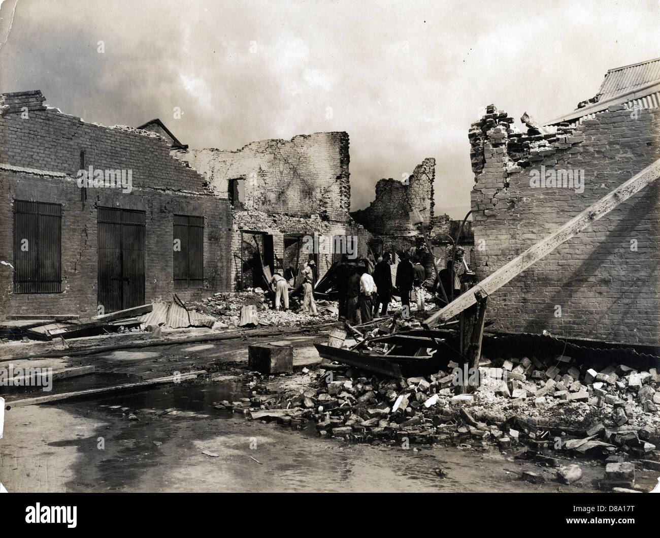 Cleaning Up the Earthquake Damage, Kingston, Jamaica, 1907 Stock Photo