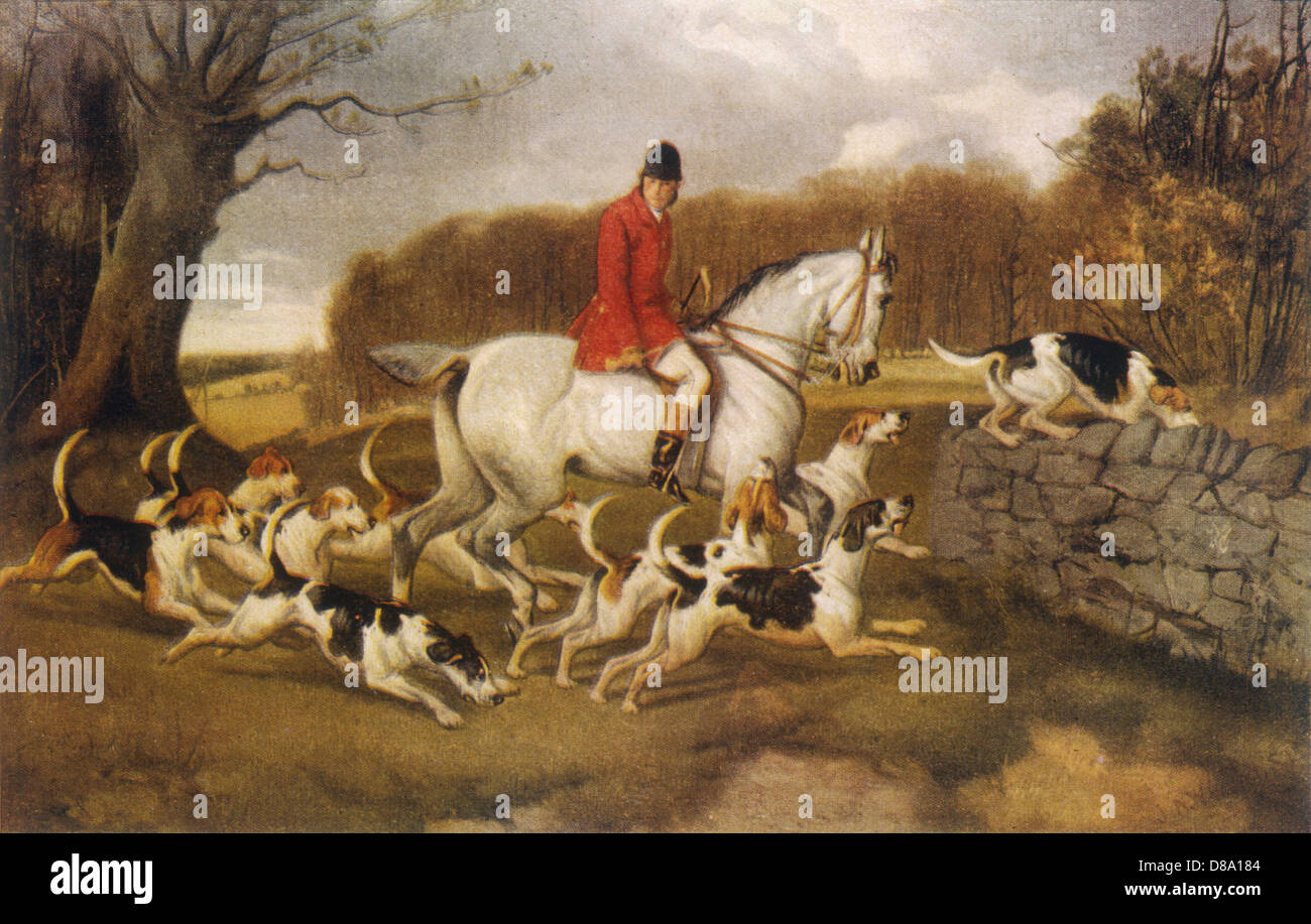HUNTSMEN AND HOUNDS Stock Photo