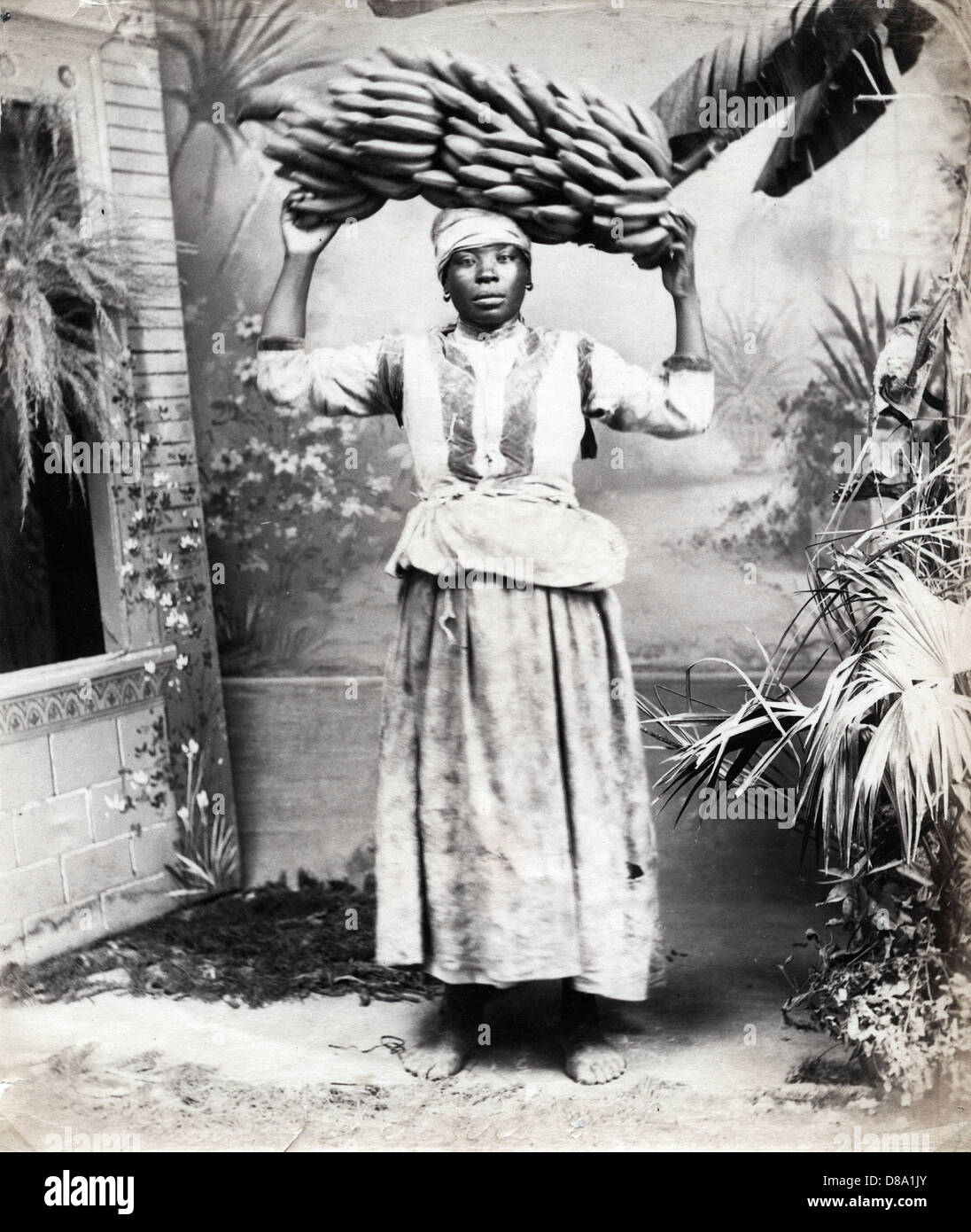 Banana Carrier, Jamaica, by J.W. Cleary Stock Photo