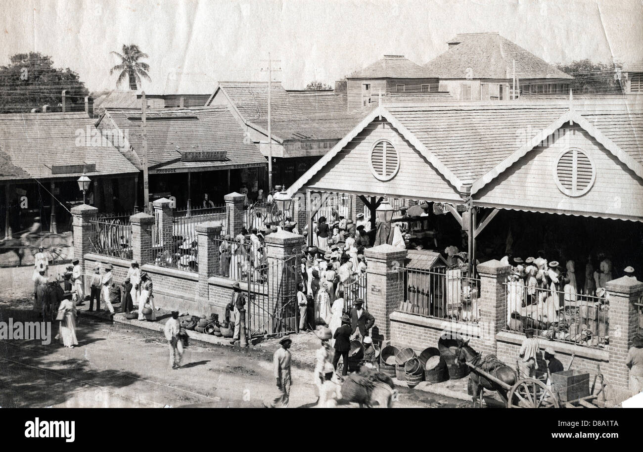 Jubilee Market, Kingston, Jamaica, 1890, by A. Duperly & Sons Stock Photo