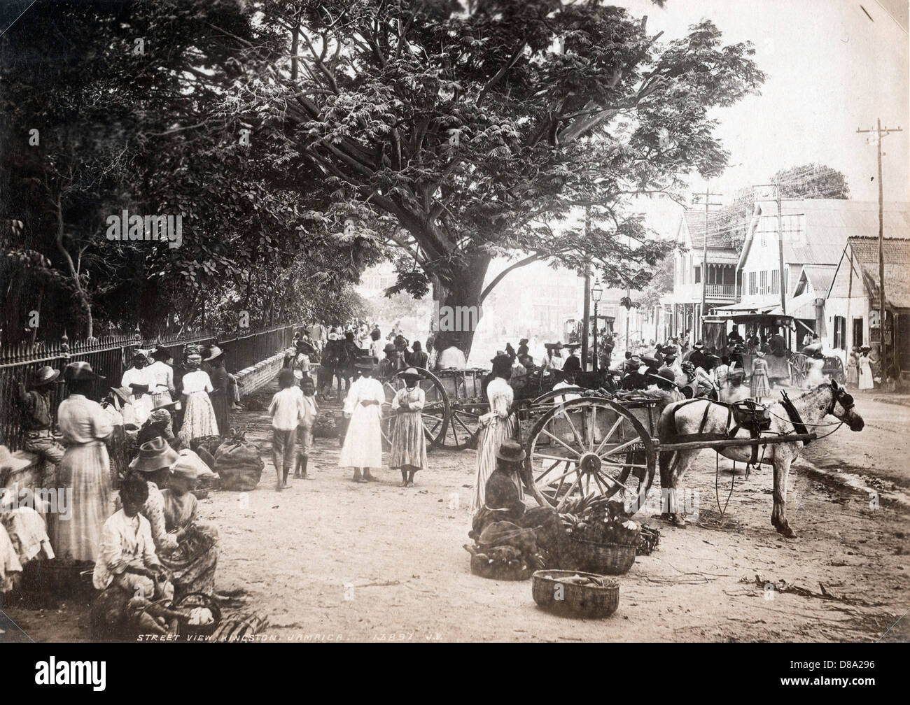 Street View Market, Kingston, 1891, by Valentine and Sons Stock Photo