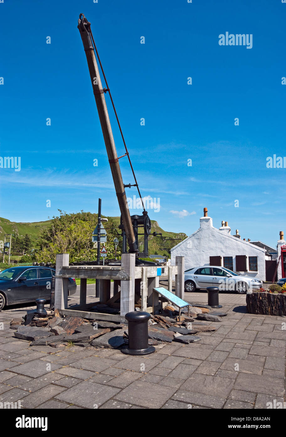 Hand Crane on display in Easdale Seil Argyll Scotland Stock Photo