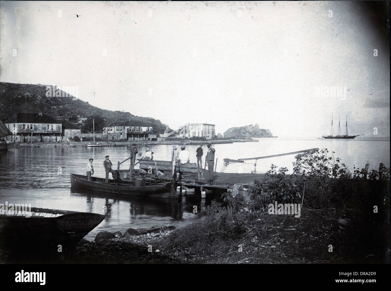 Harbor, Gustavia, Saint Barthelemy, ca 1890 Stock Photo