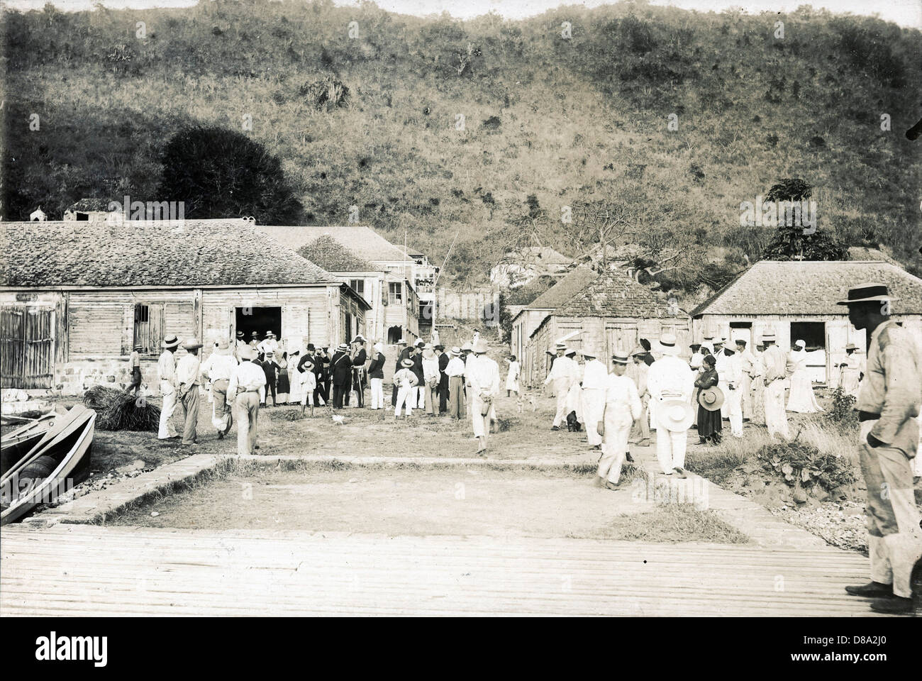 The Governor Visits Gustavia, St Barthelemy, ca 1890 Stock Photo