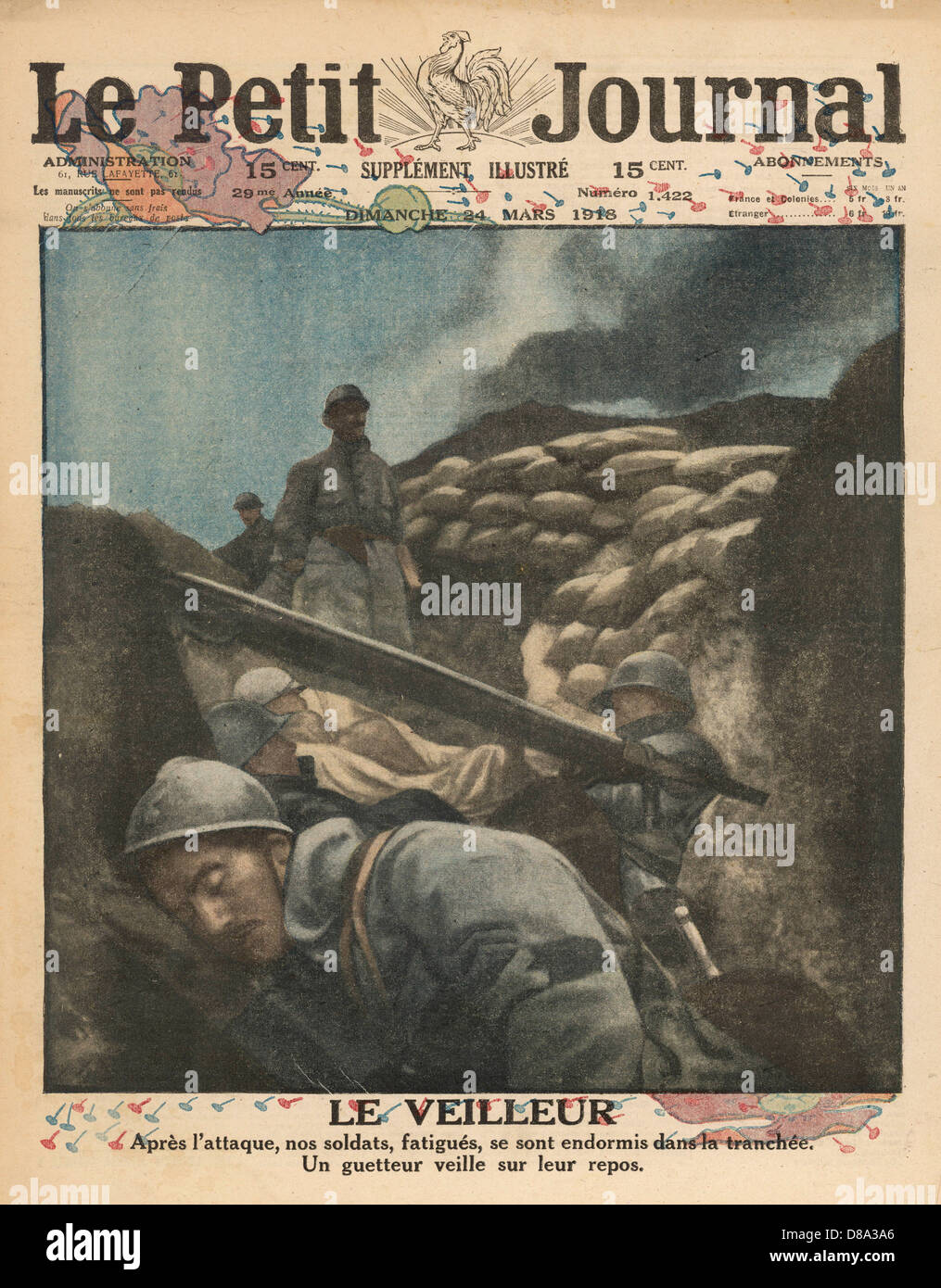 MEN RESTING IN TRENCHES Stock Photo