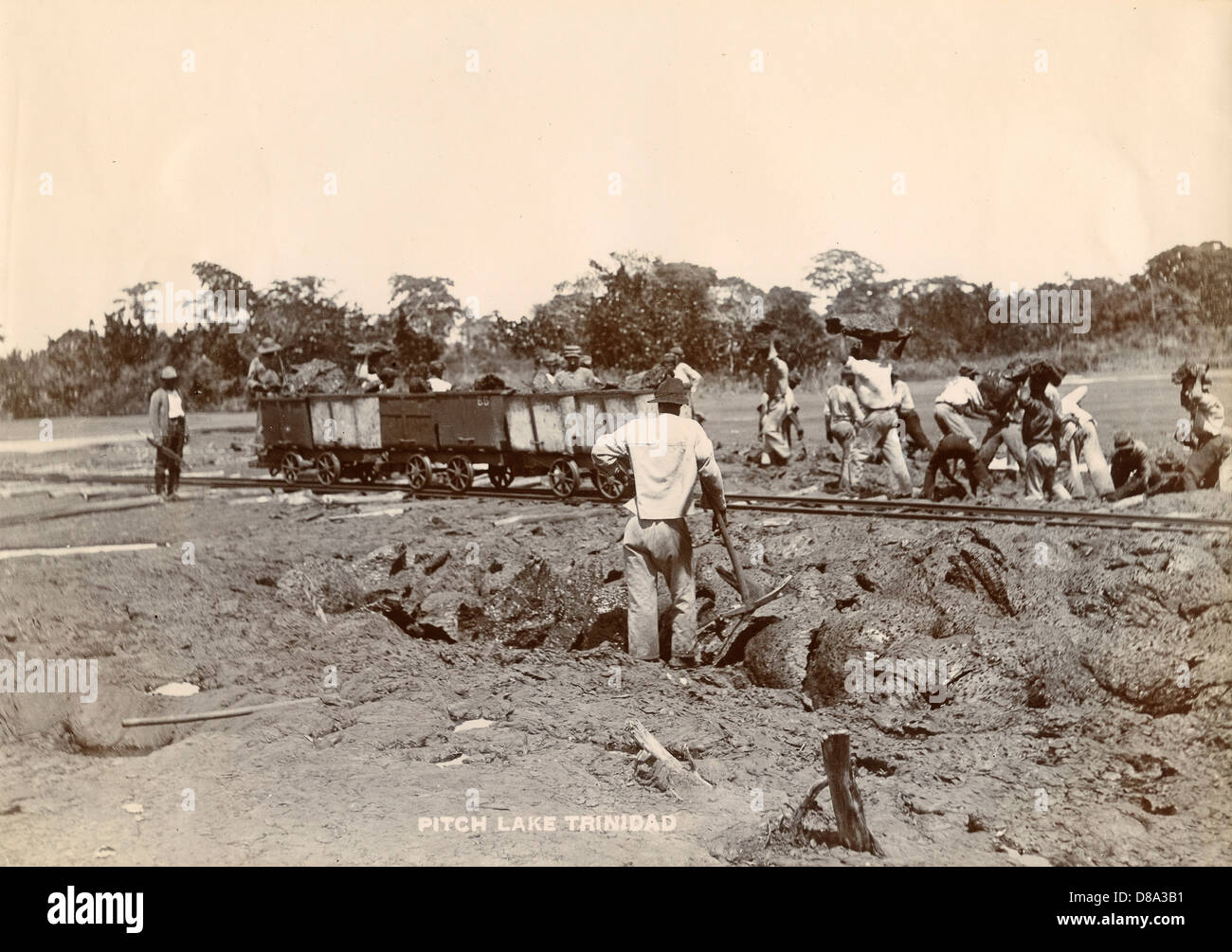 Pitch Lake, Trinidad, ca 1900, by W.H. Whiteman Stock Photo