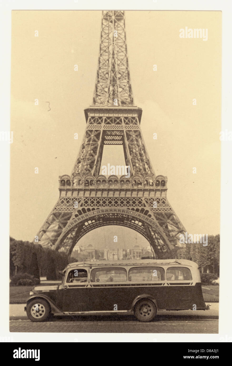 Sepia photograph of the Eiffel Tower, Paris, 1930's Stock Photo
