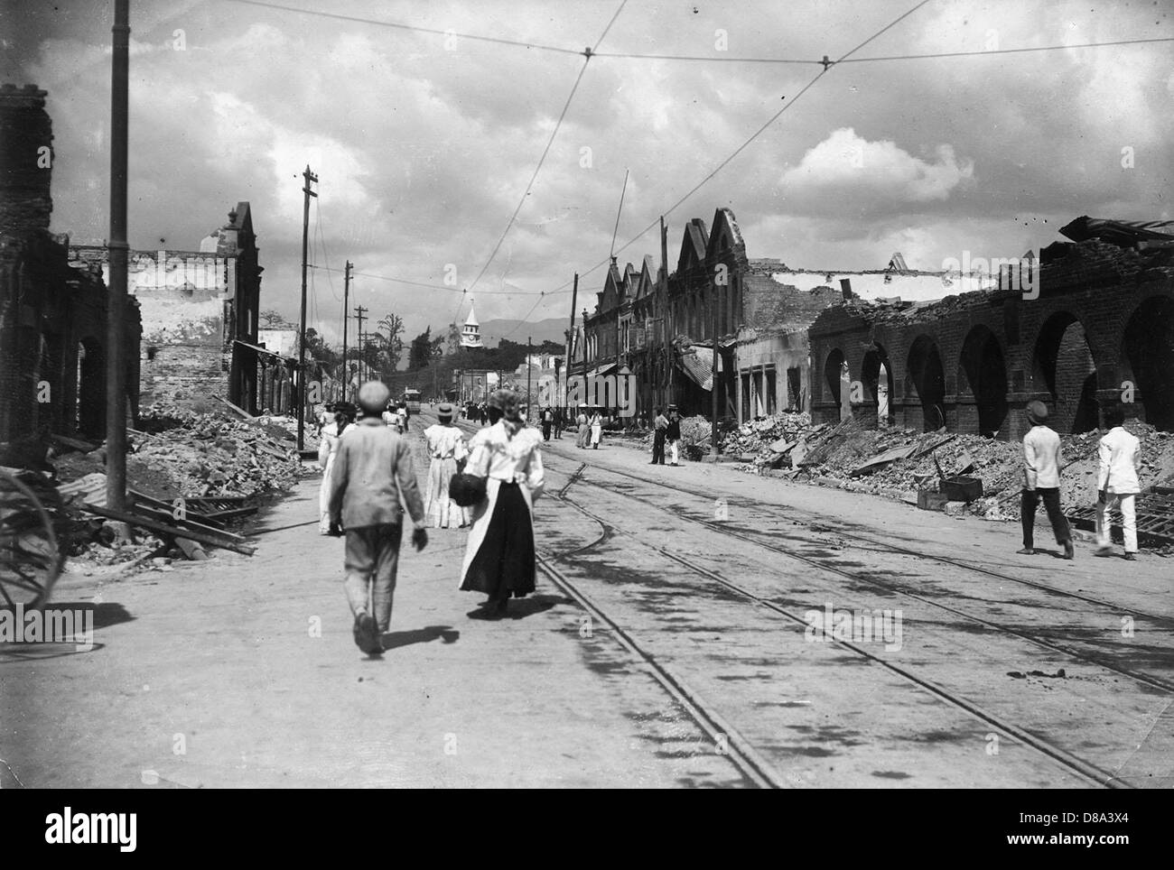 Earthquake Devastation, Kingston, Jamaica, 1907, by J.W. Cleary Stock Photo