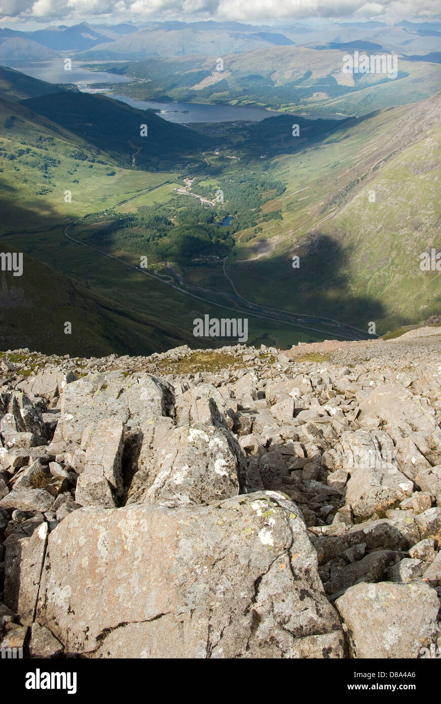 Glen Coe and Loch Leven from Stob Coire Nam Beith, Scotland, UK Stock Photo