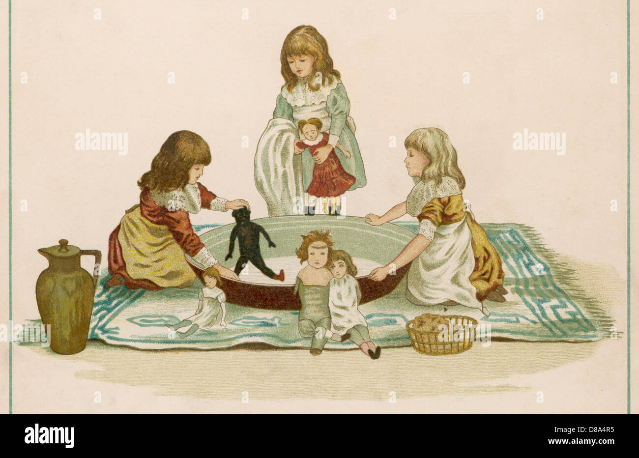 Girls Bathing Dolls 1883 Stock Photo Alamy