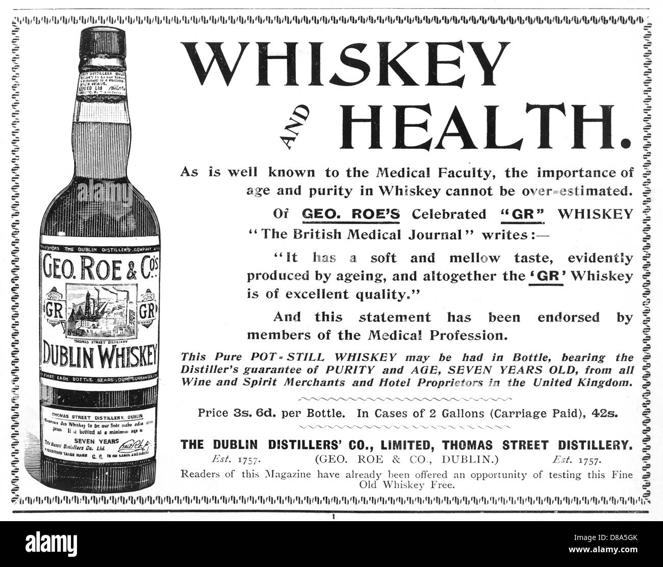 Geo Roes Irish Whisky Stock Photo