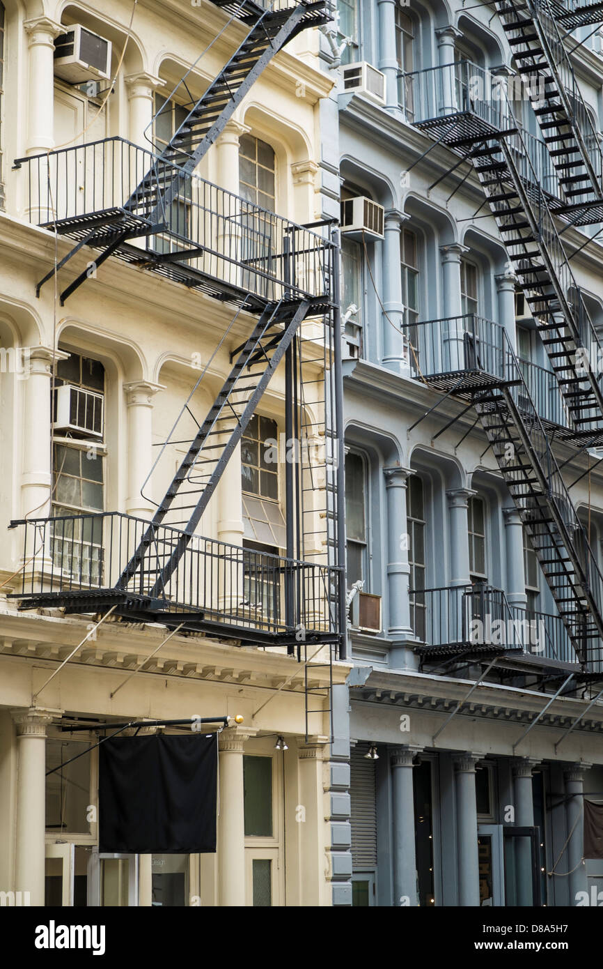 Historic cast iron buildings in New York City's Soho District Stock Photo