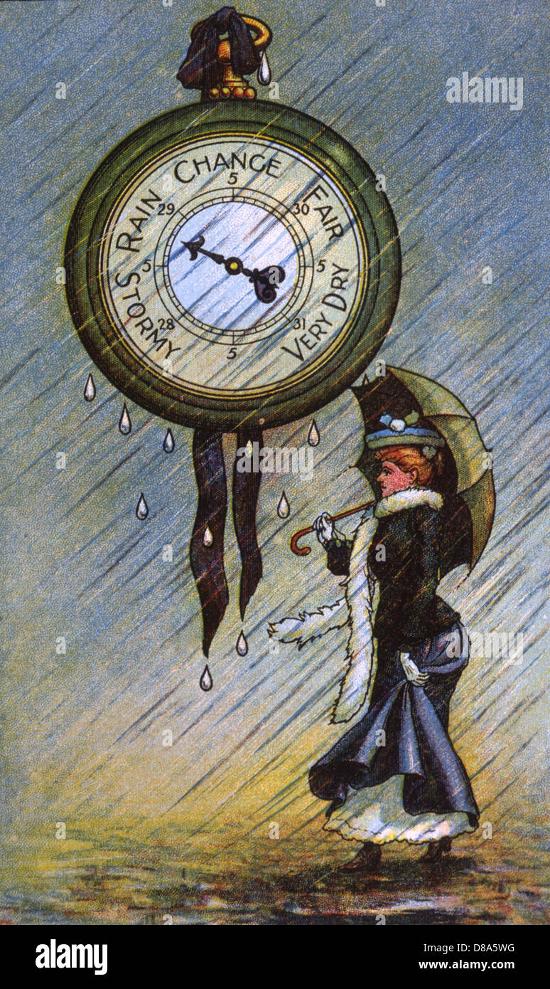BAROMETER SAYS RAIN 1905 Stock Photo Alamy