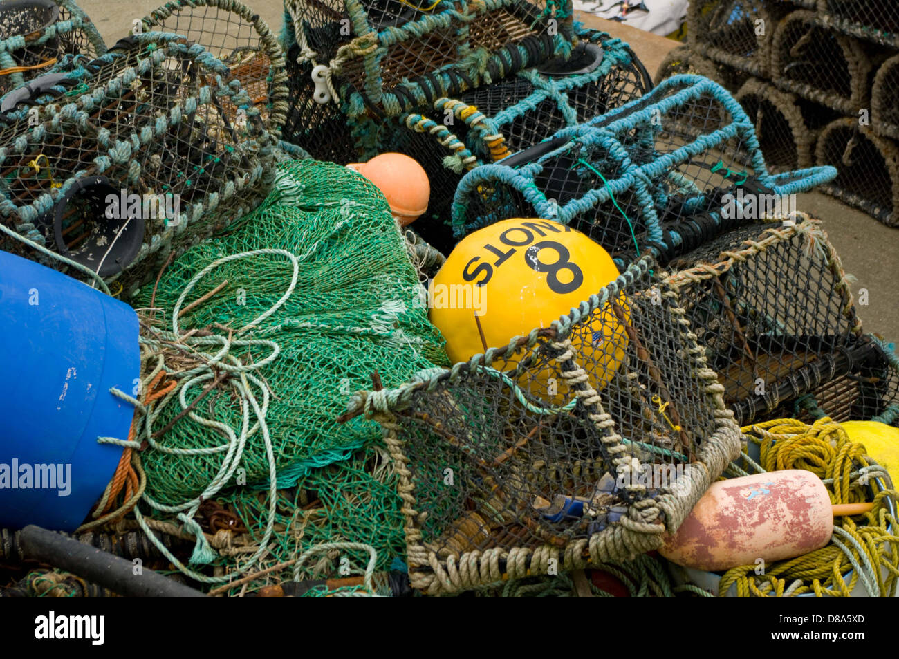 Crab pots and fishing nets Stock Photo Alamy
