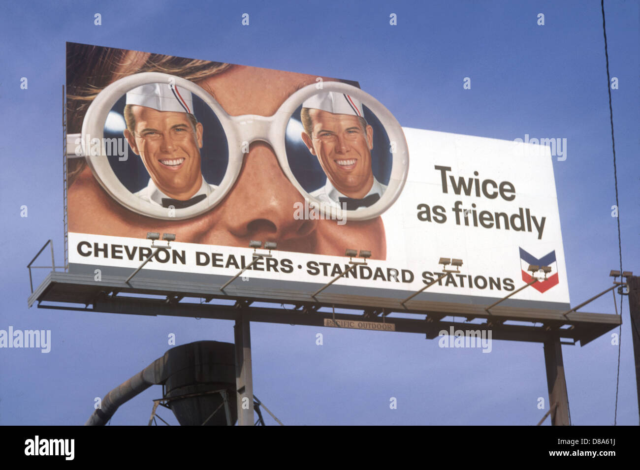 Chevron billboard in Los Angeles circa 1967 Stock Photo