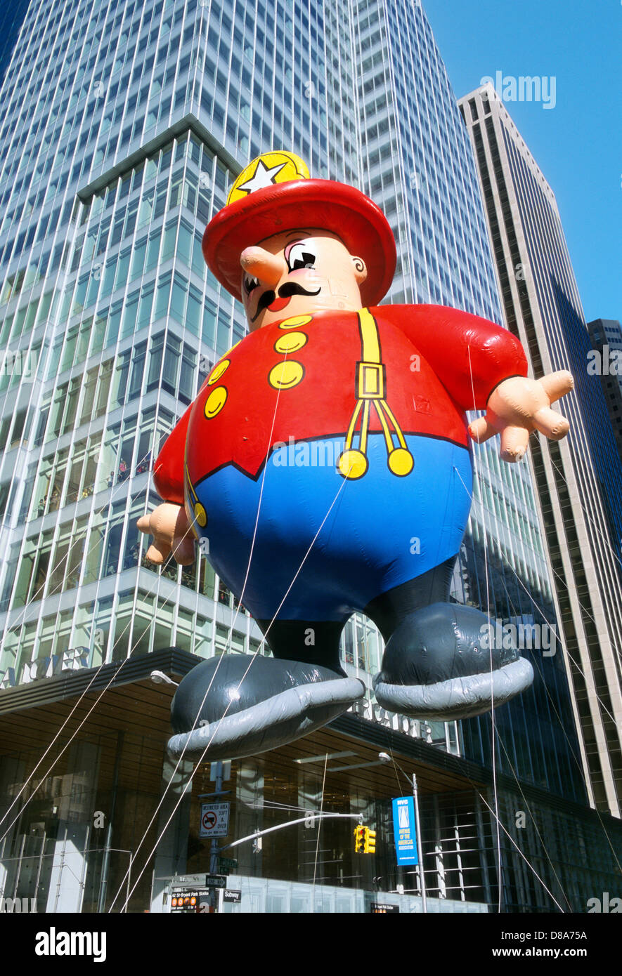 Macy's Thanksgiving Day Parade New York City Harold the Fireman balloon. Comic strip character. Traditional holiday festivities. Stock Photo
