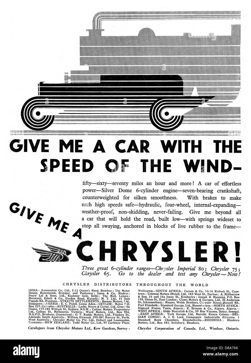 CHRYSLER ADVERT 1929 - 2 Stock Photo
