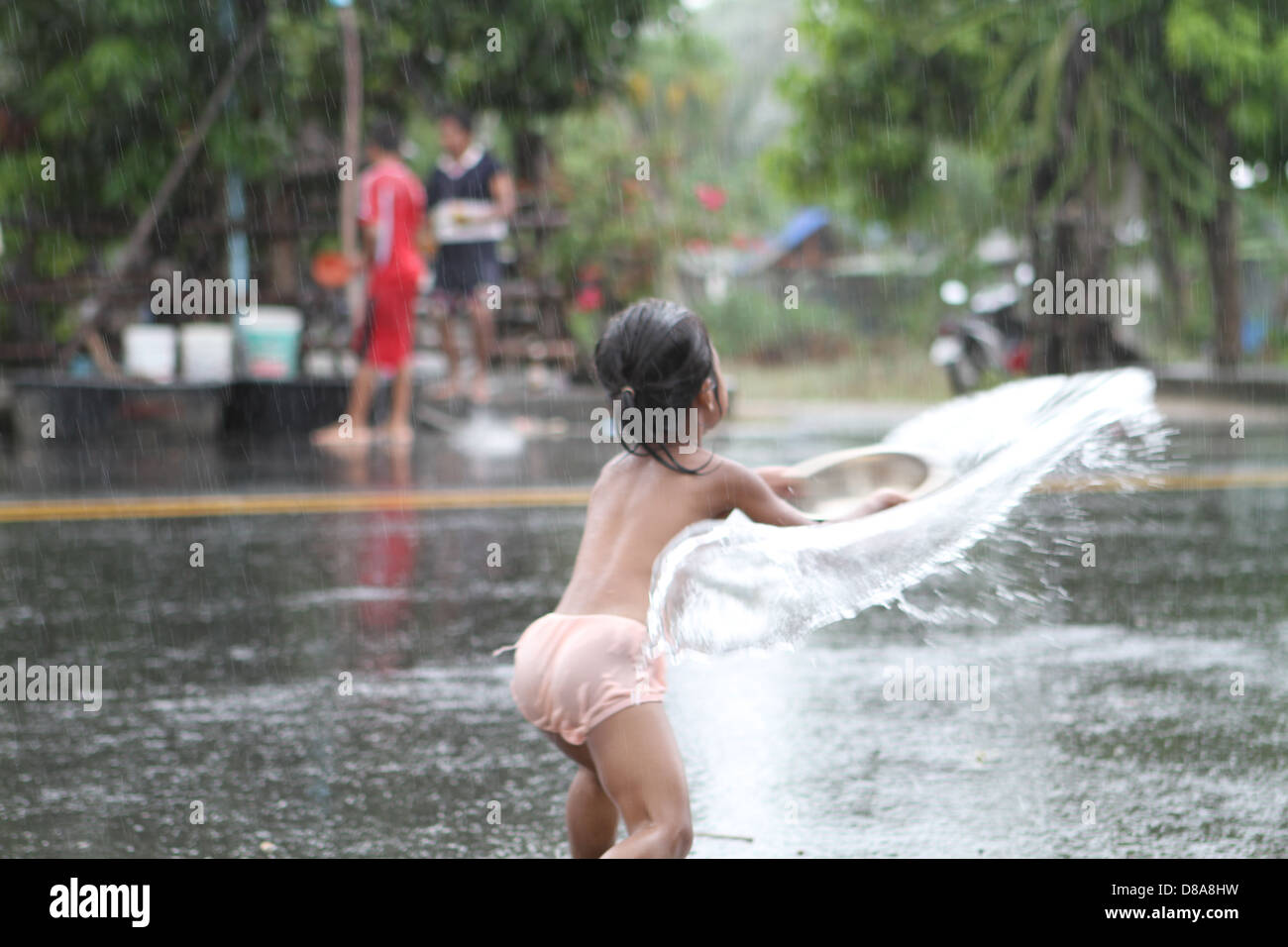 Songkran Water Festival in Thailand. A celebration of the Thai New Year in April Stock Photo