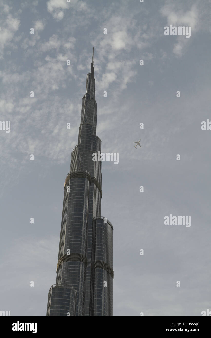 Burj Khalifa is a skyscraper in Dubai, United Arab Emirates, and, at 828 meters is currently the tallest structure ever built. Stock Photo