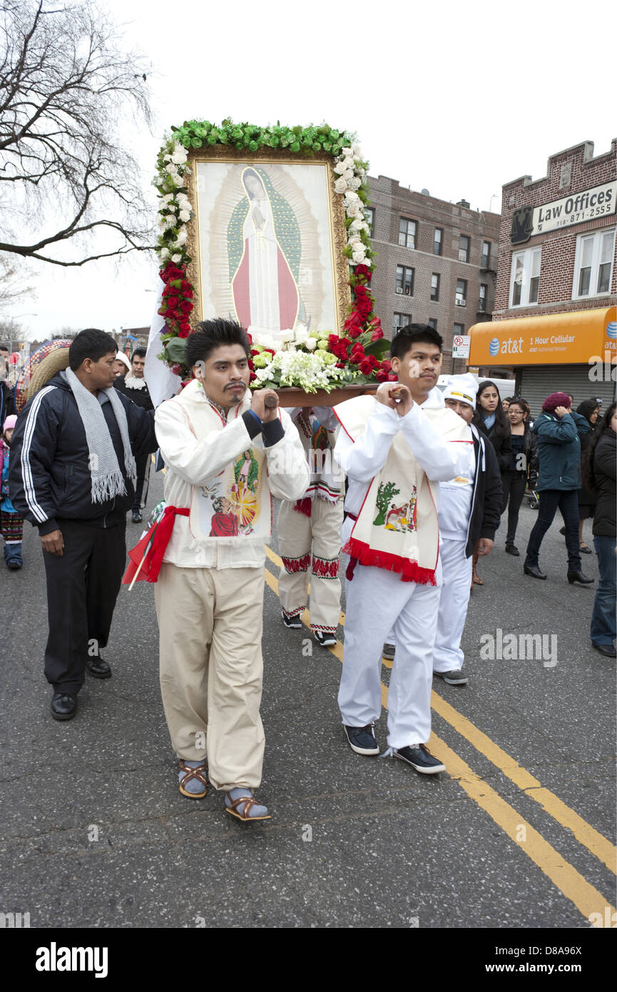 Festival of the Virgin of Guadalupe, the patron Saint of Mexico, in the Borough Park section of Brooklyn, 2012. Stock Photo