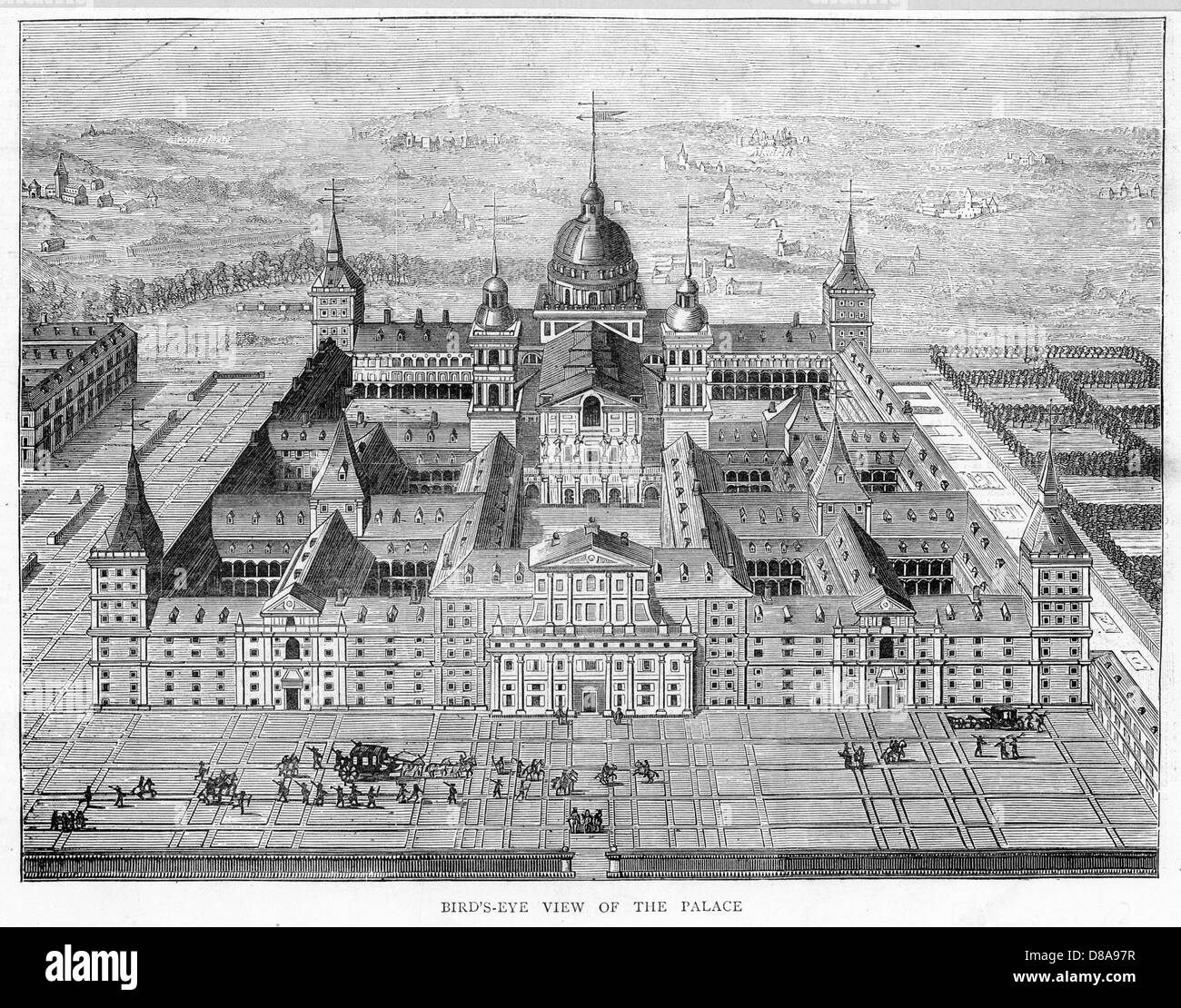 Bird's-eye view of the palace of San Lorenzo de El Escorial, built by  Felipe II from 1563 to 1584, Stock Photo, Picture And Rights Managed Image.  Pic. MEV-10206526 | agefotostock