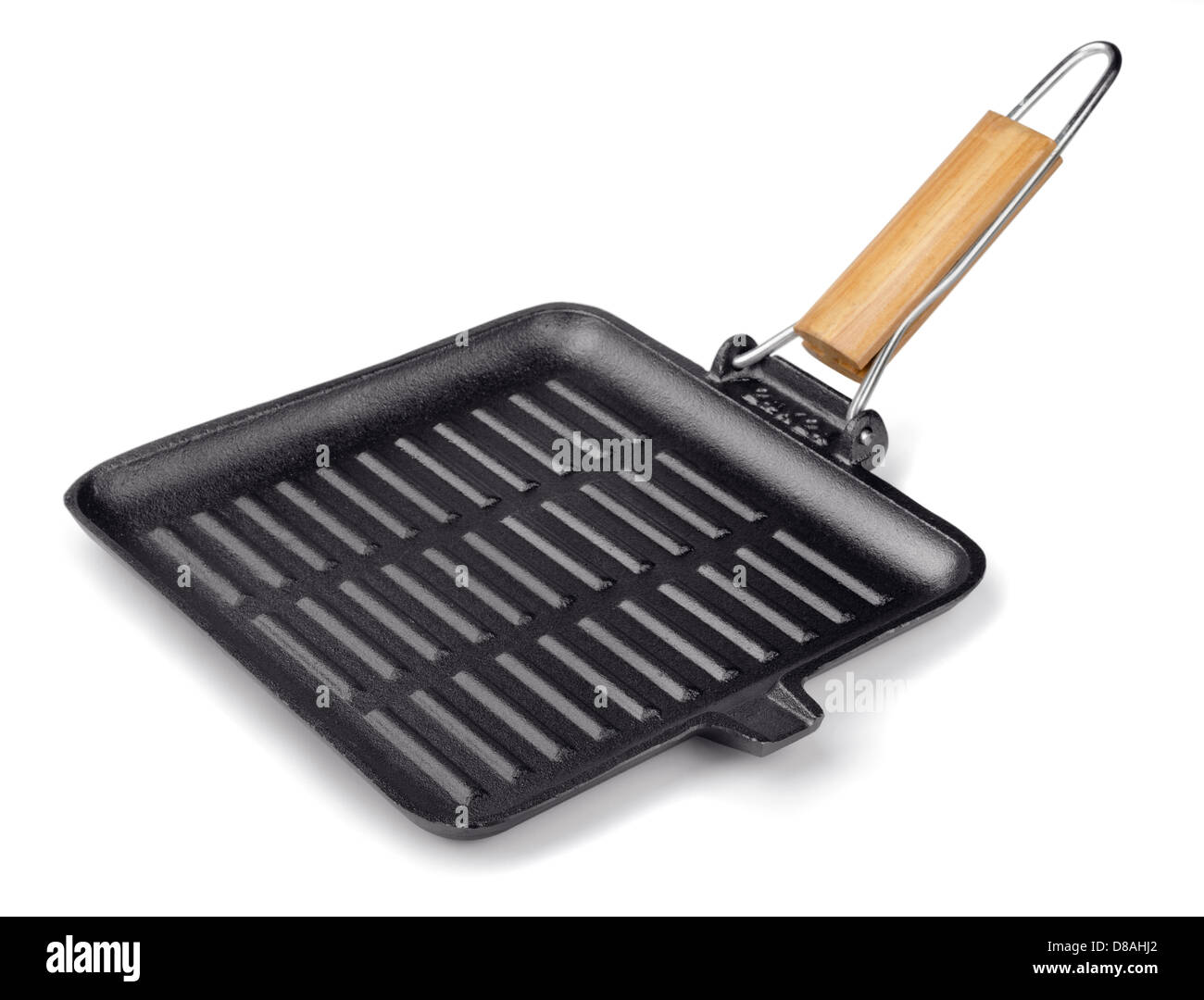 Cast iron square grill pan isolated on white Stock Photo