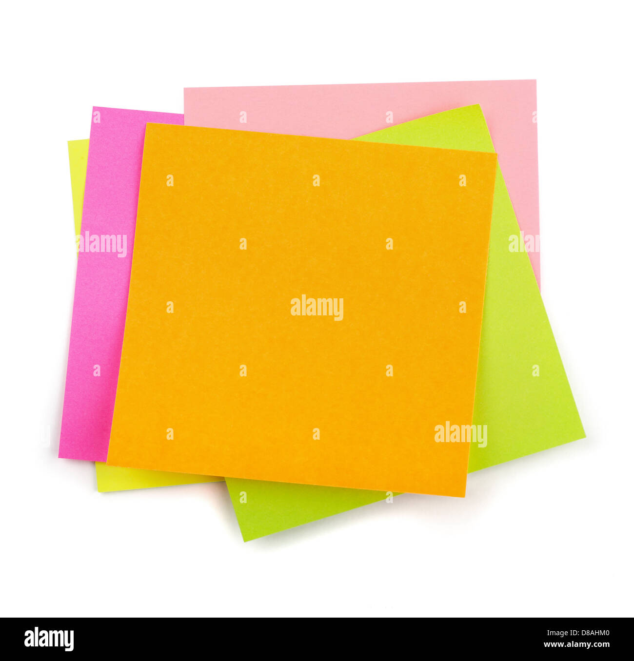 Stack of colorful post-it sticky notes isolated on white Stock Photo