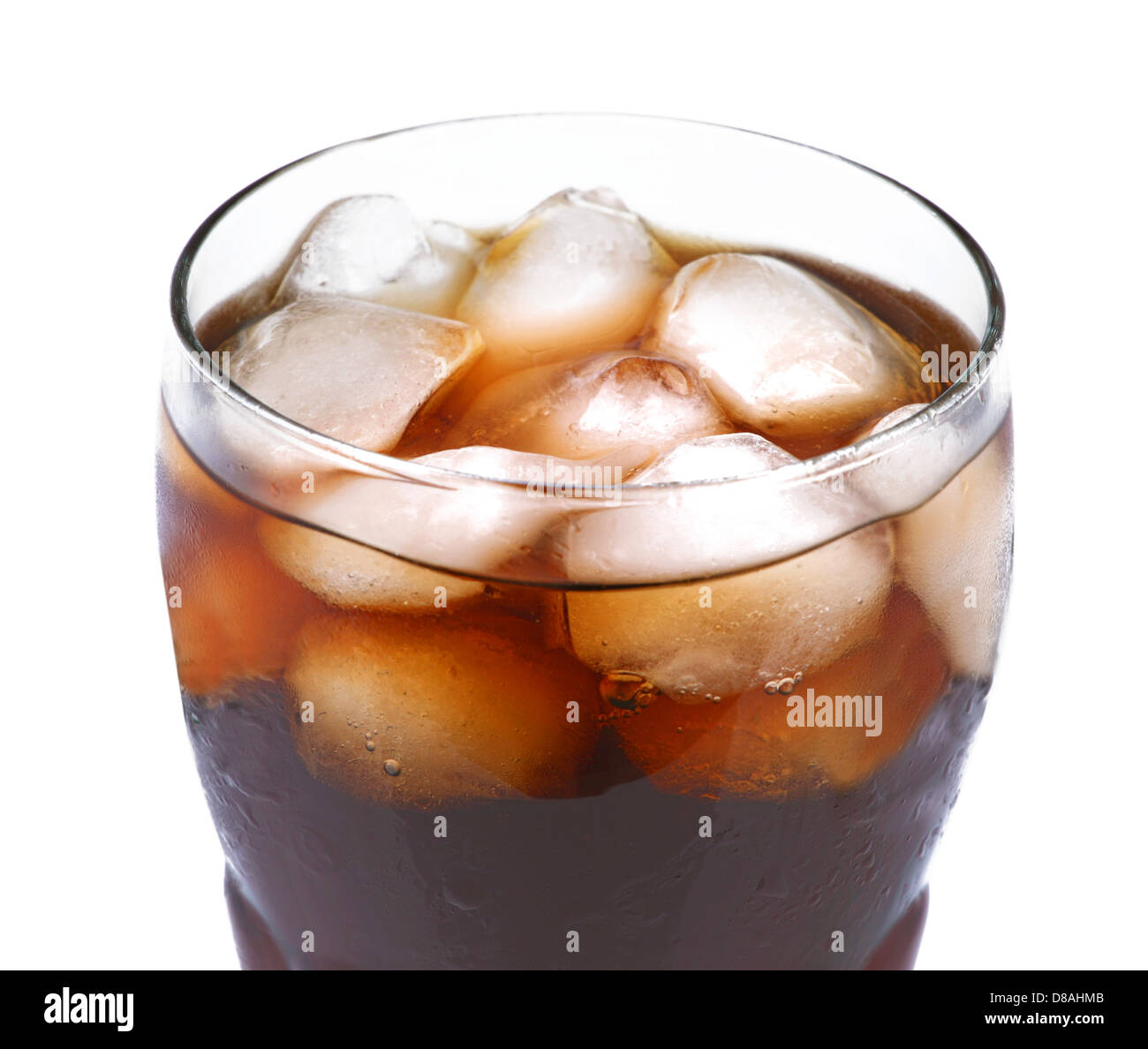 Glass of cola with ice on white background Stock Photo - Alamy