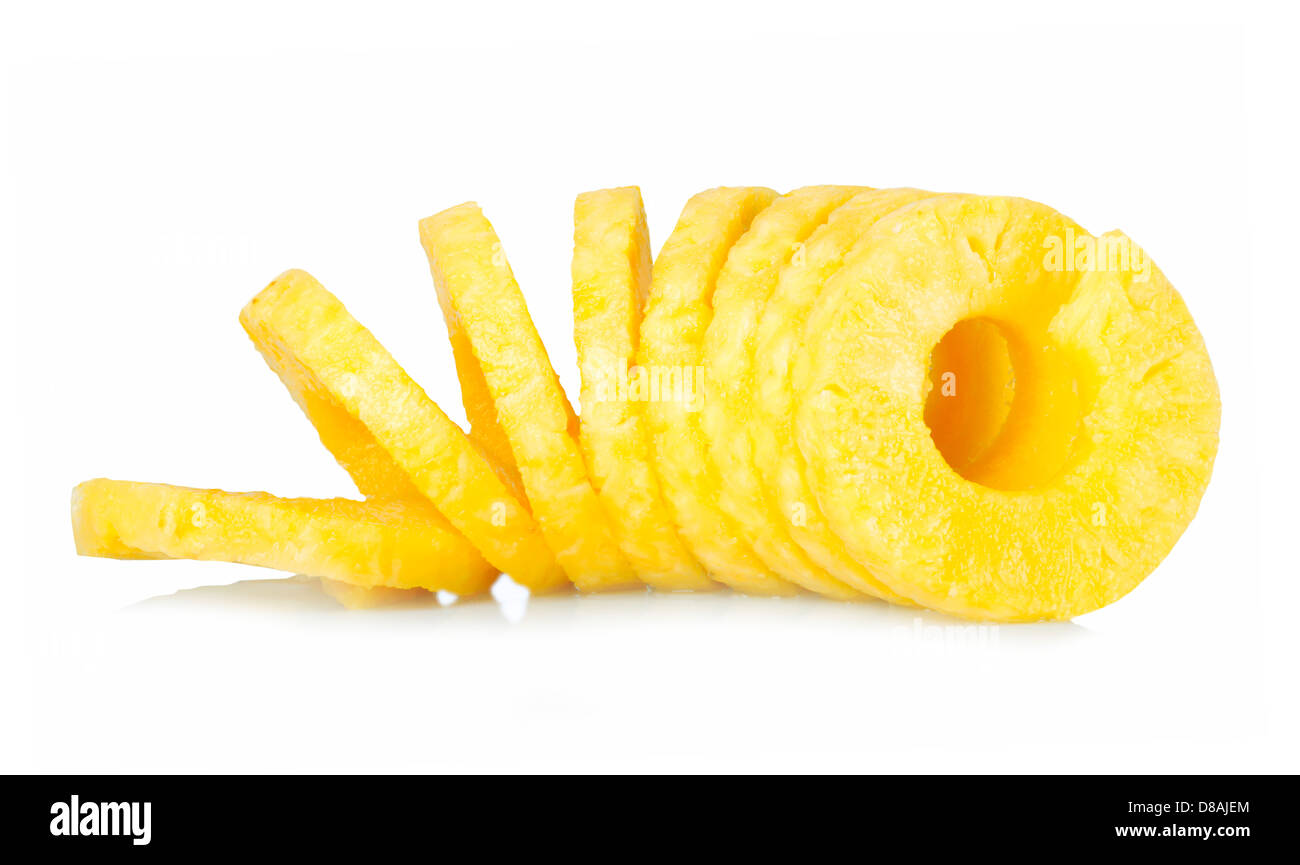 Peeled pineapple with special kitchen utensil Stock Photo