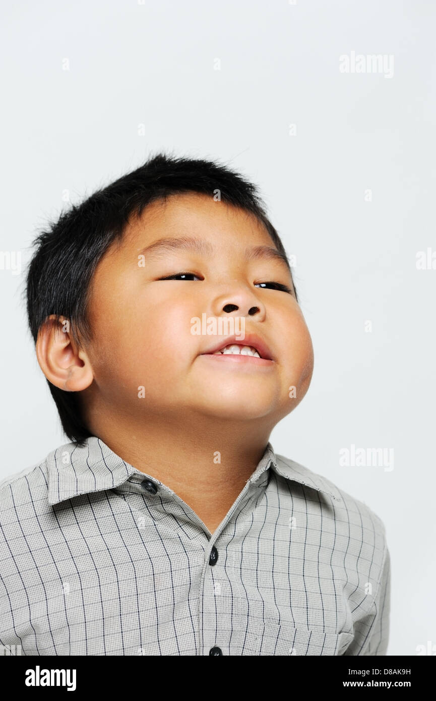 Asian boy looking happy and cute Stock Photo