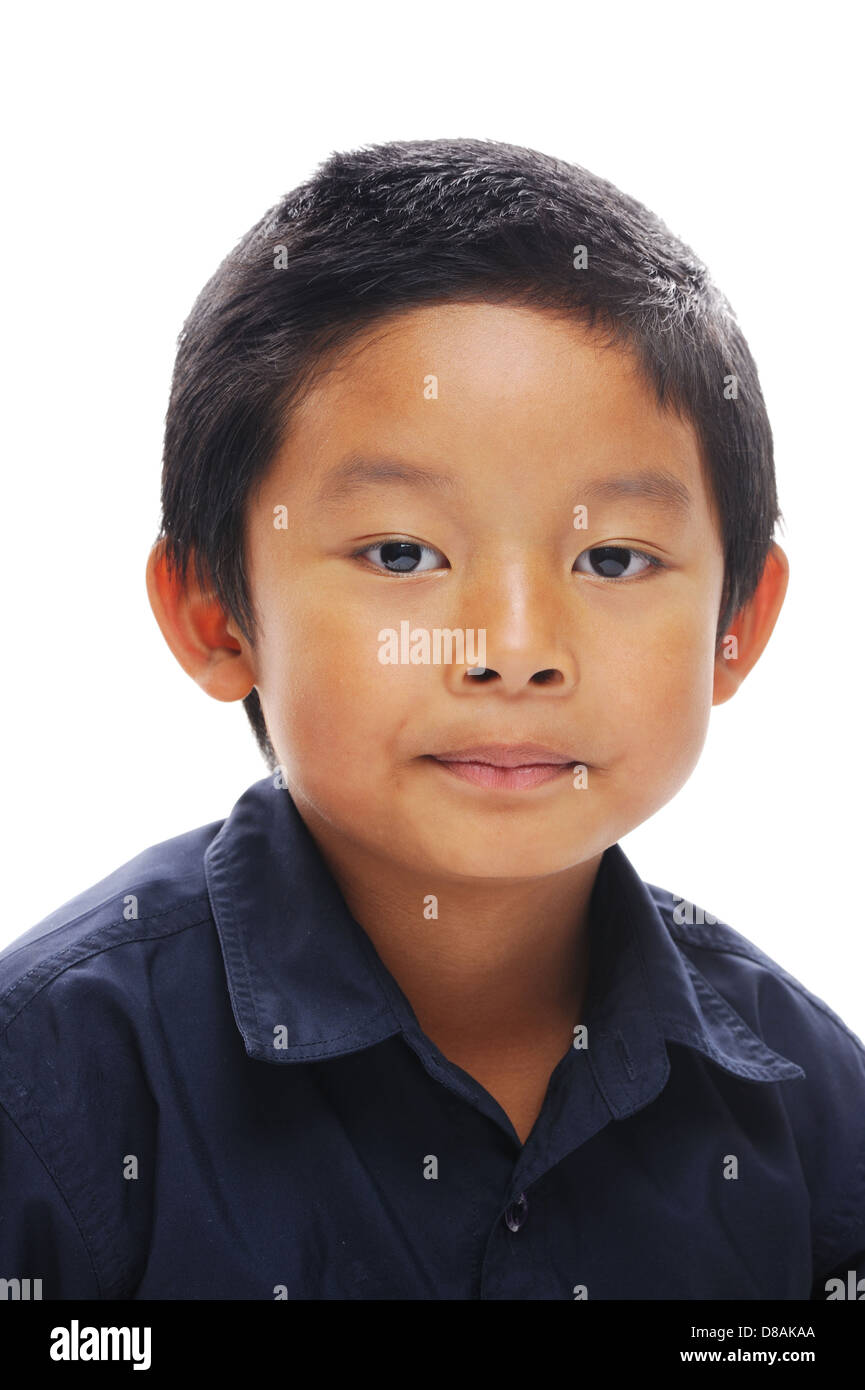 Asian boy looks charming wearing blue shirt Stock Photo - Alamy