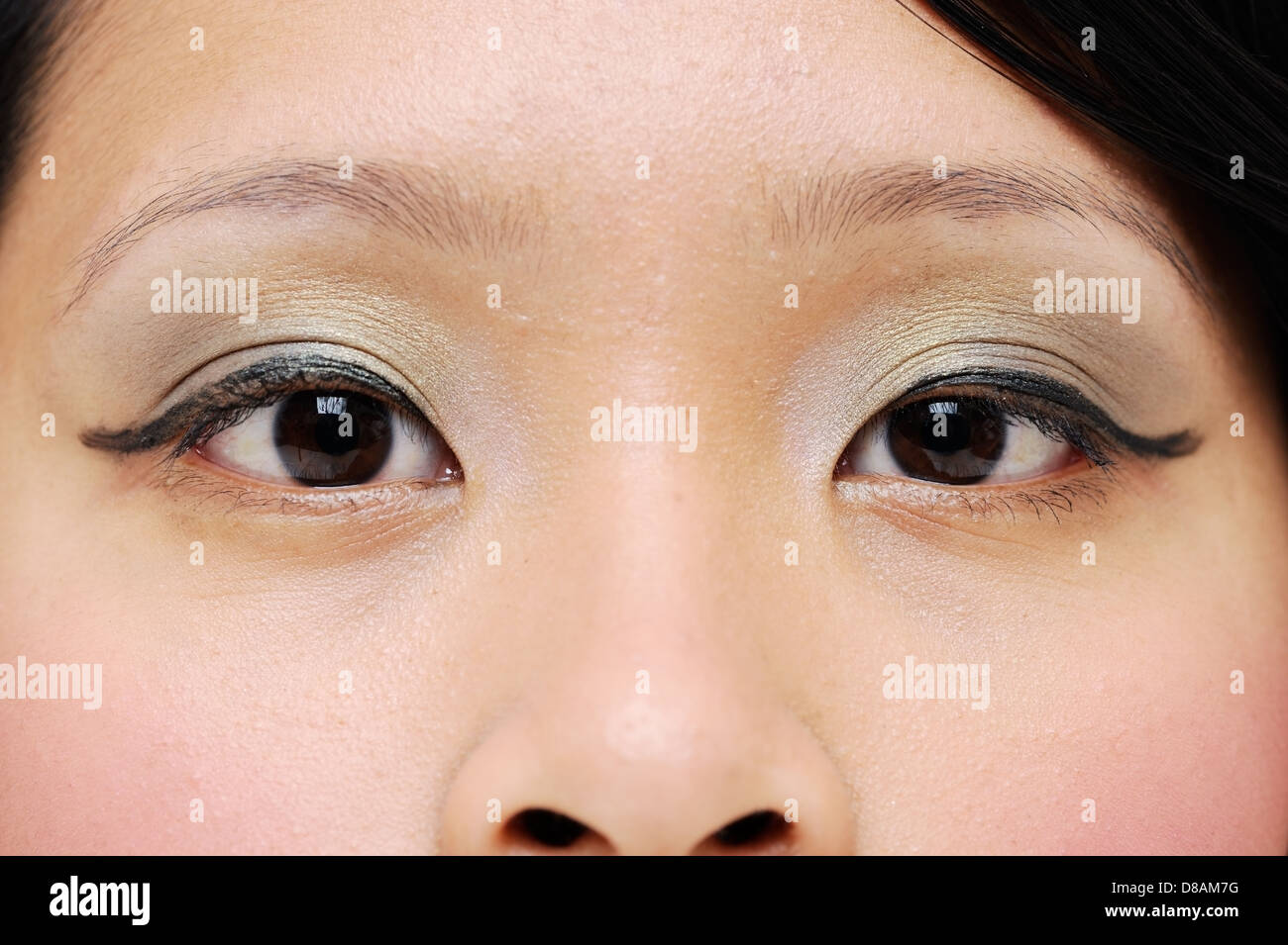 Asian girls eyes closeup with makeup Stock Photo Alamy