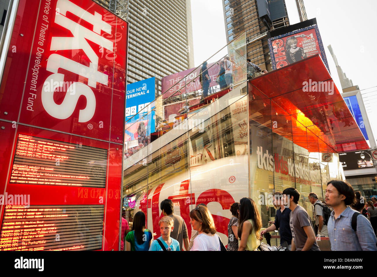 New York, USA. 21st May 2013. The Times Square TKTS ticket booth, behind the big red staircase
