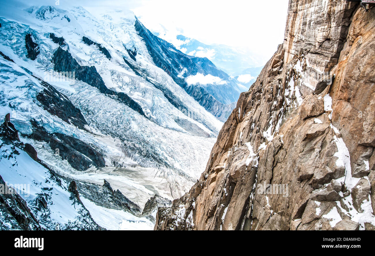 View of the Alps from Aiguille du Midi mountain in the Mont Blanc ...