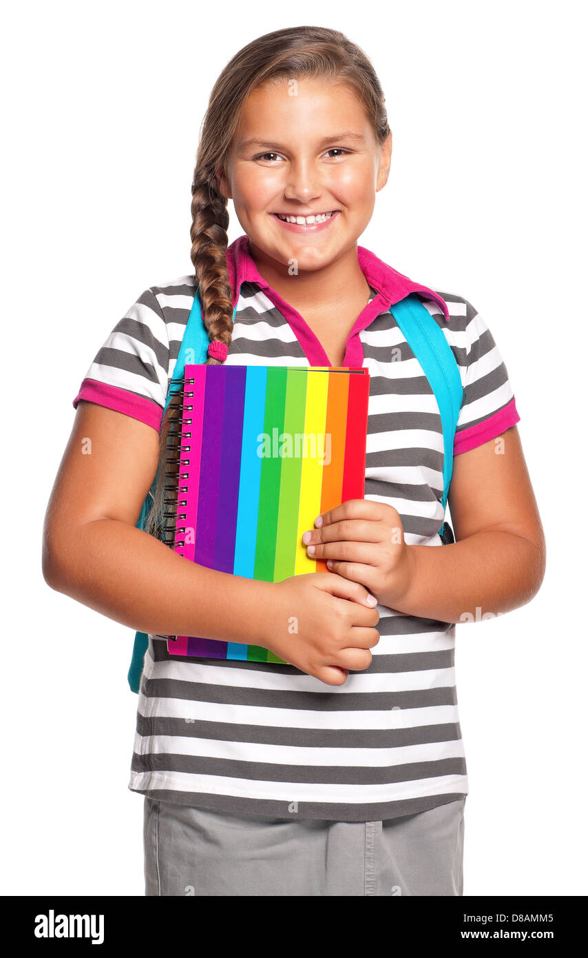 Girl with exercise books Stock Photo - Alamy