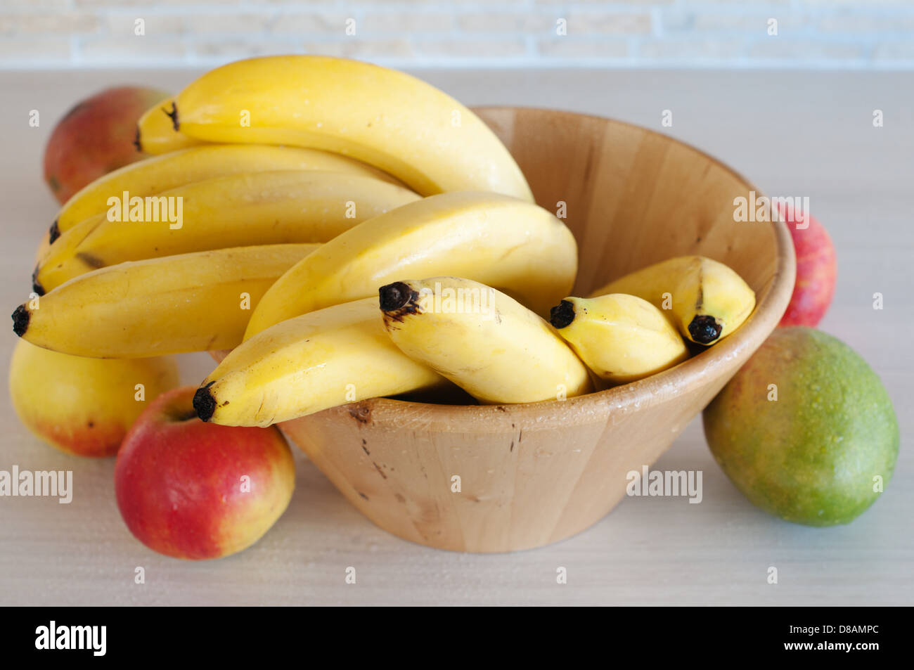 Bowl with fruits as apples, mango, bananas Stock Photo Alamy