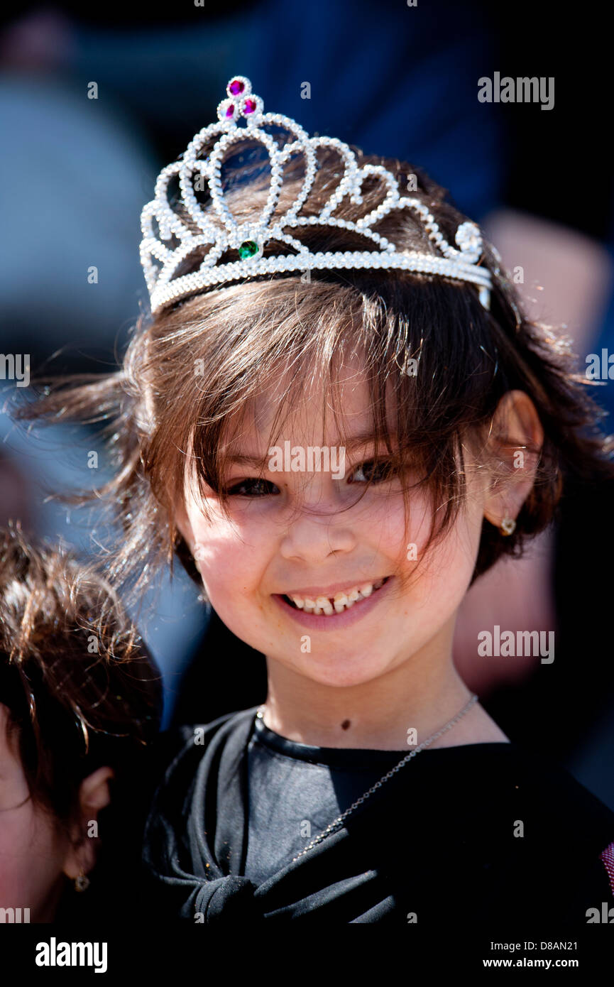 A young orthodox girl in Purim costume Photographed in Bnei Brak, Israel Stock Photo