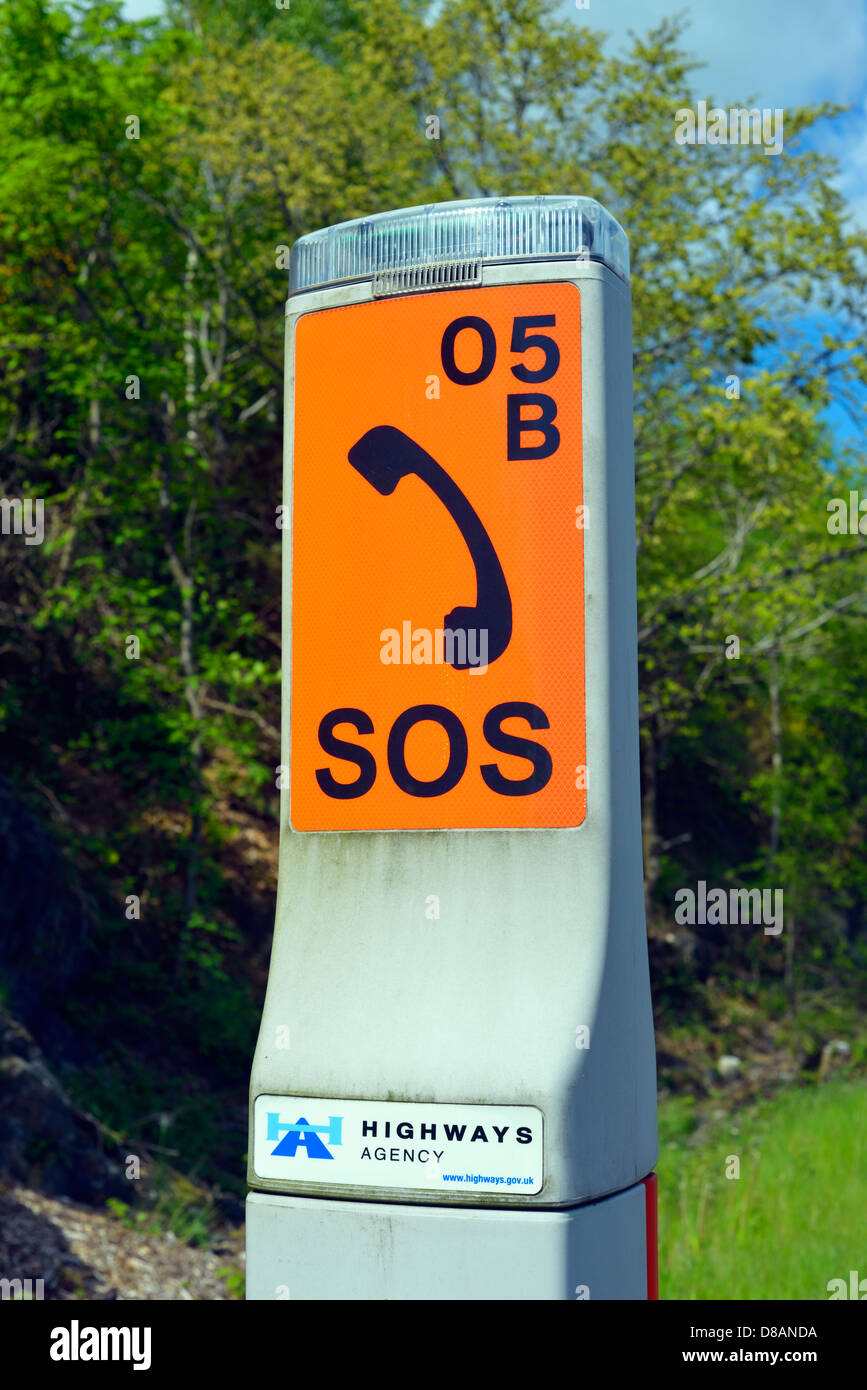 Highways Agency emergency telephone. Stock Photo