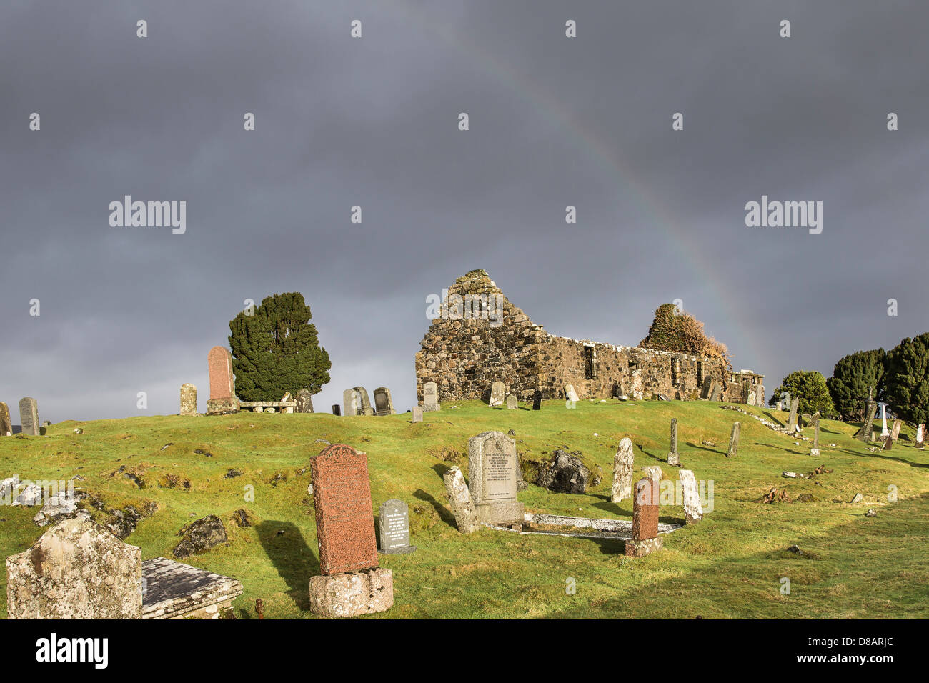 Cill Chriosd church ruins in Strath Suardal, Isle of Skye. Stock Photo