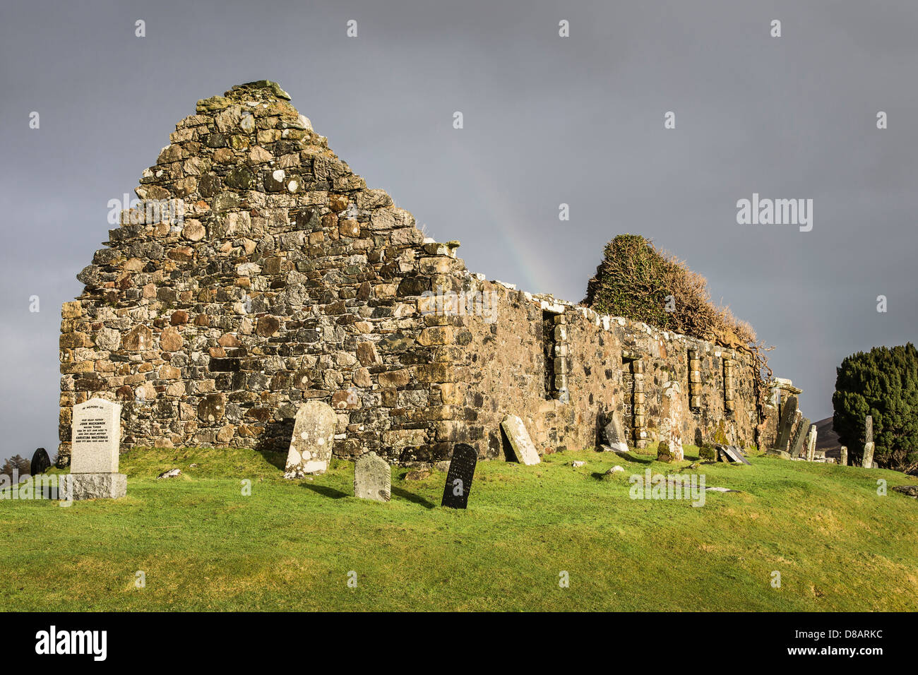 Cill Chriosd church ruins at Strath Suardal on the Isle of Skye. Stock Photo